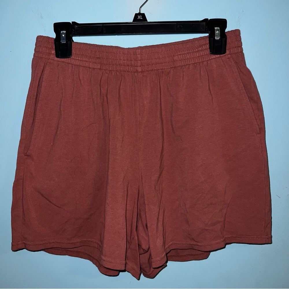 SKIMS Cozy High-Rise Lounge Shorts in Redwood